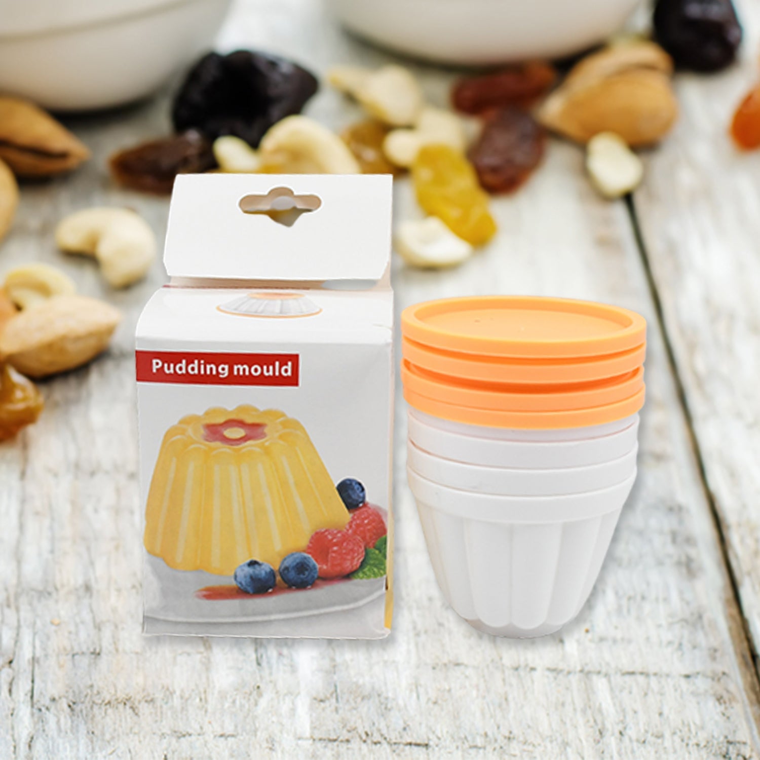 5971 Pudding Molds, Custard Mould, Mould for Jelly Ice creams, Set of 4 Cups with Lid 5971 Pudding Molds, Custard Mould, Mould for Jelly Ice creams, Set of 4 Cups with Lid